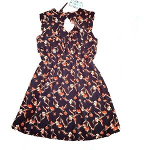 NWT 41 Hawthorn Midnight Scallop Floral Dress Black w/ Red & Cream Accents Sz 4